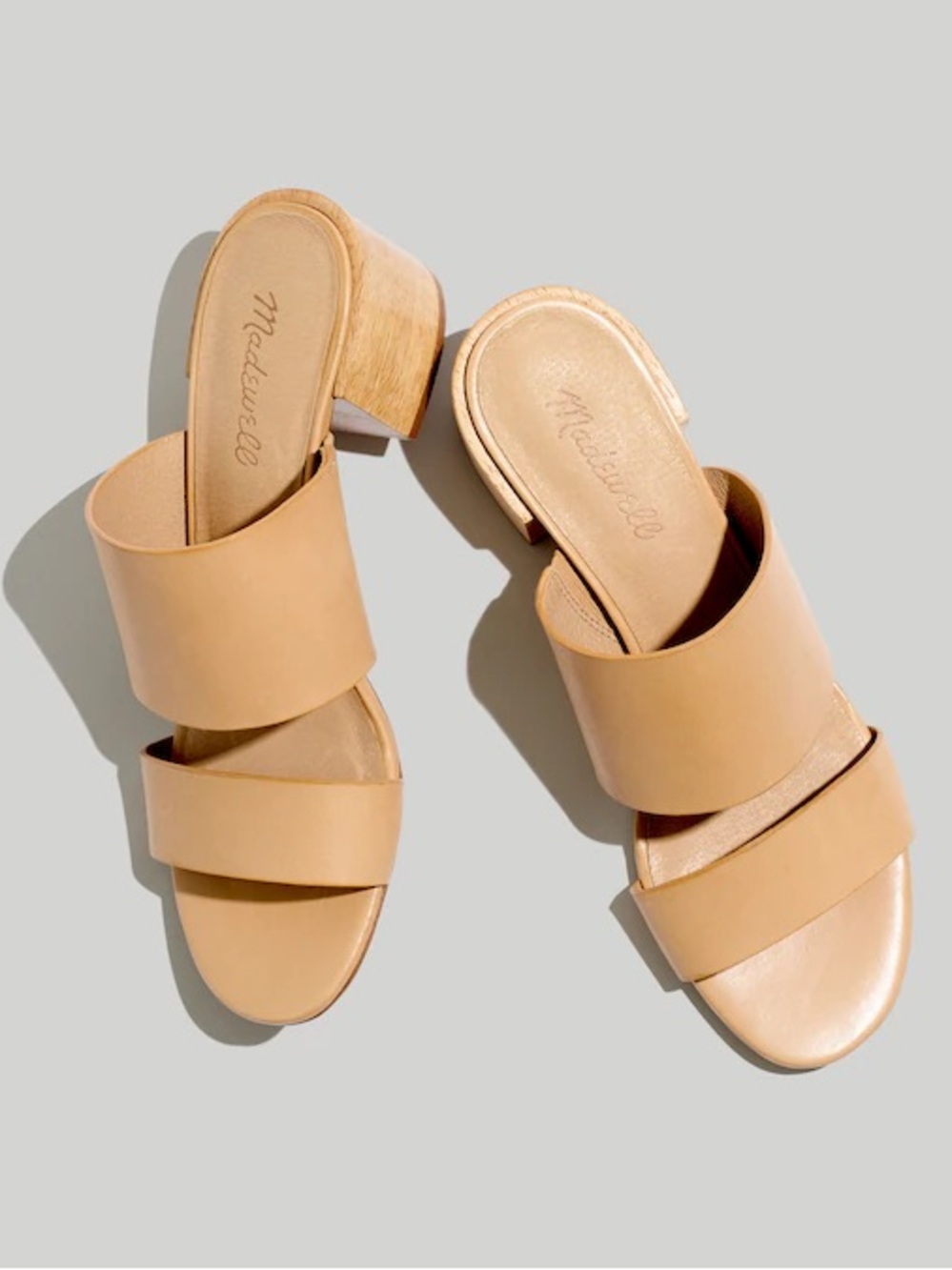 Madewell Kiera Beige Double-Band Block Heel Mule